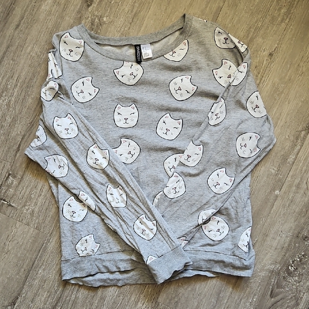 Grey Cat Print Women's Shirt